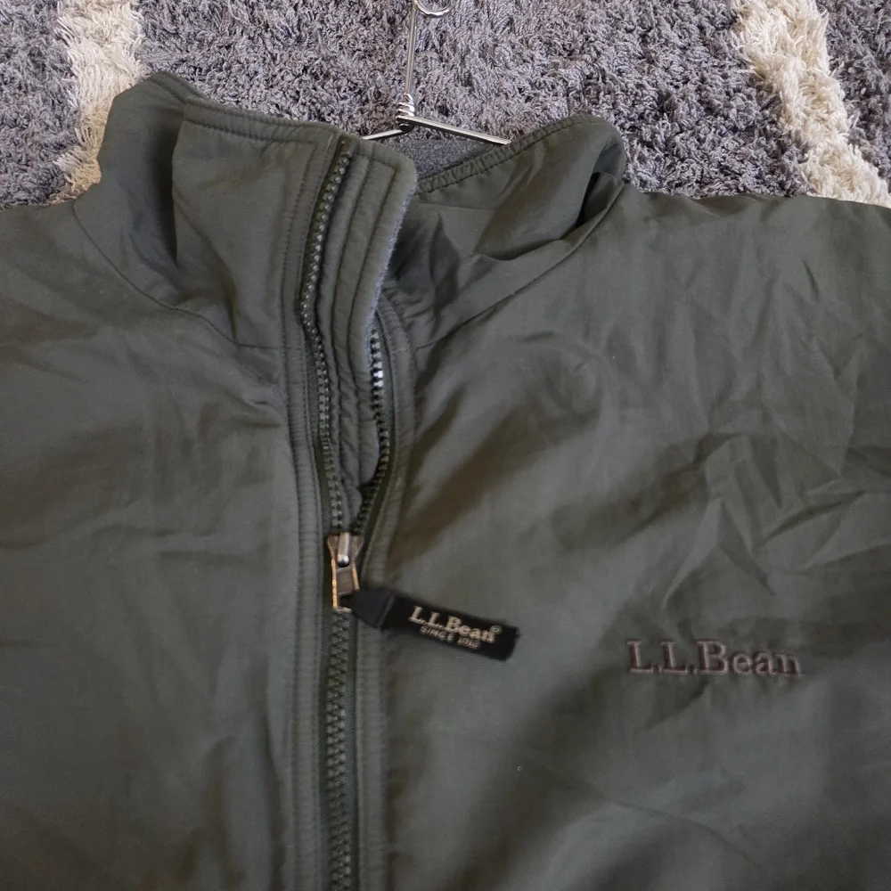 L.L.Bean‎ Men's Size XL Reg Warm-Up Olive Shell Fleece Lined Zip Bomber Jacket
